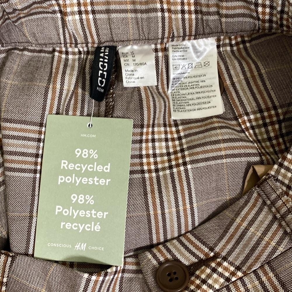 H&M Plaid Wide Leg Pants - Gray and Brown - Picture 4 of 4
